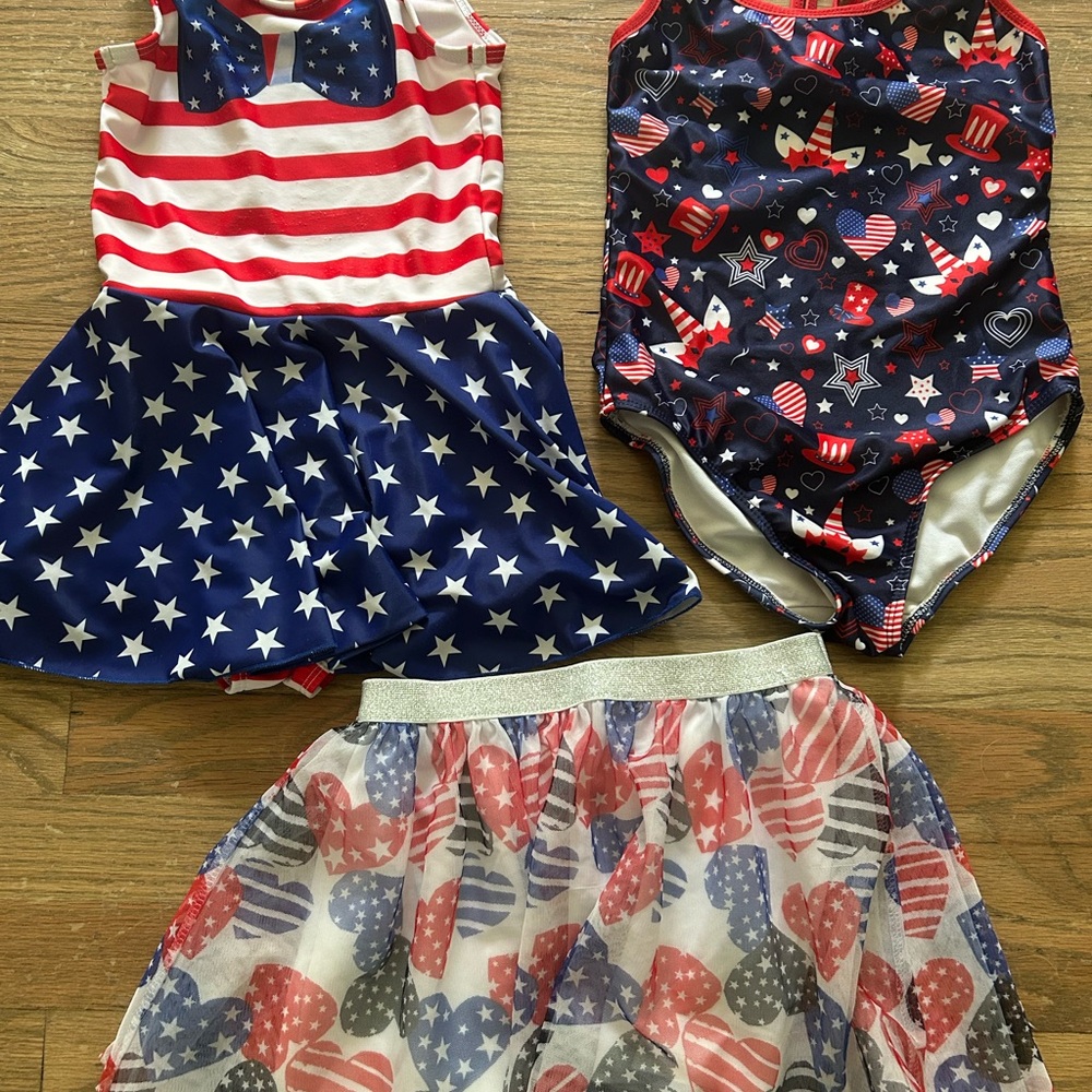 July 4th US flag swimming suit and tutu skirt bundles